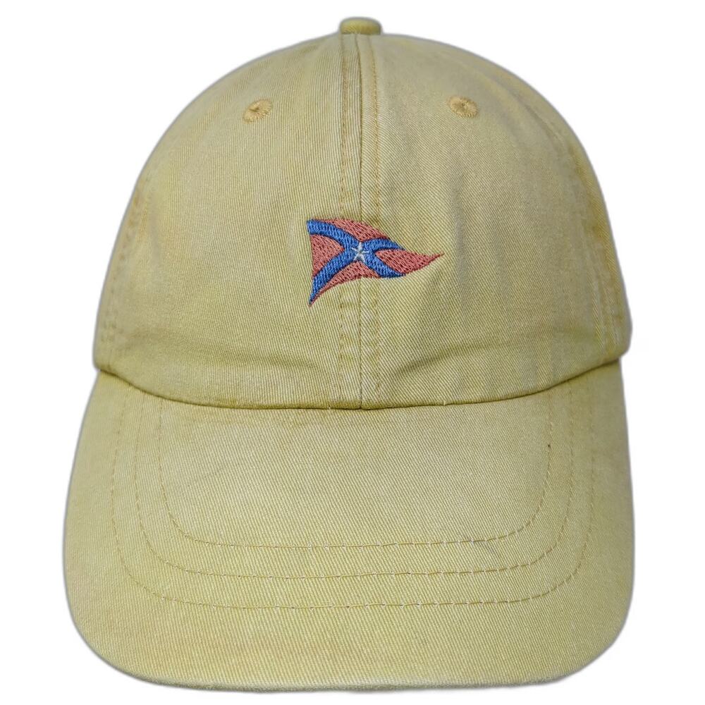 Adams Baseball Cap Yellow One Size Leather Strapback Nautical Burgee Flag Hat
